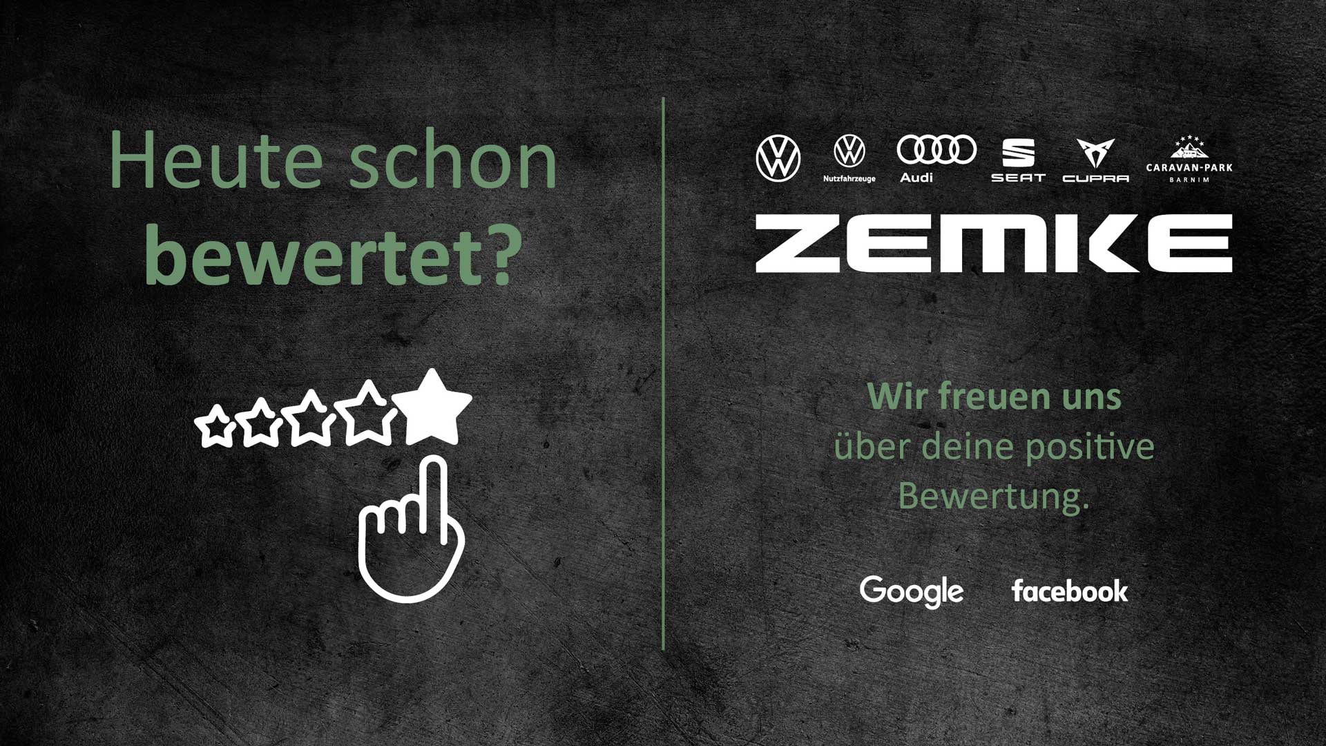 Du hast uns besucht und warst mit uns zufrieden? Das ist schön und freut uns sehr. Vielleicht möchtest du dein positives Erlebnis kurz in einer Bewertung festhalten? Dies hilft uns und anderen Menschen bei der Suche nach einem zuverlässigen Dienstleister.