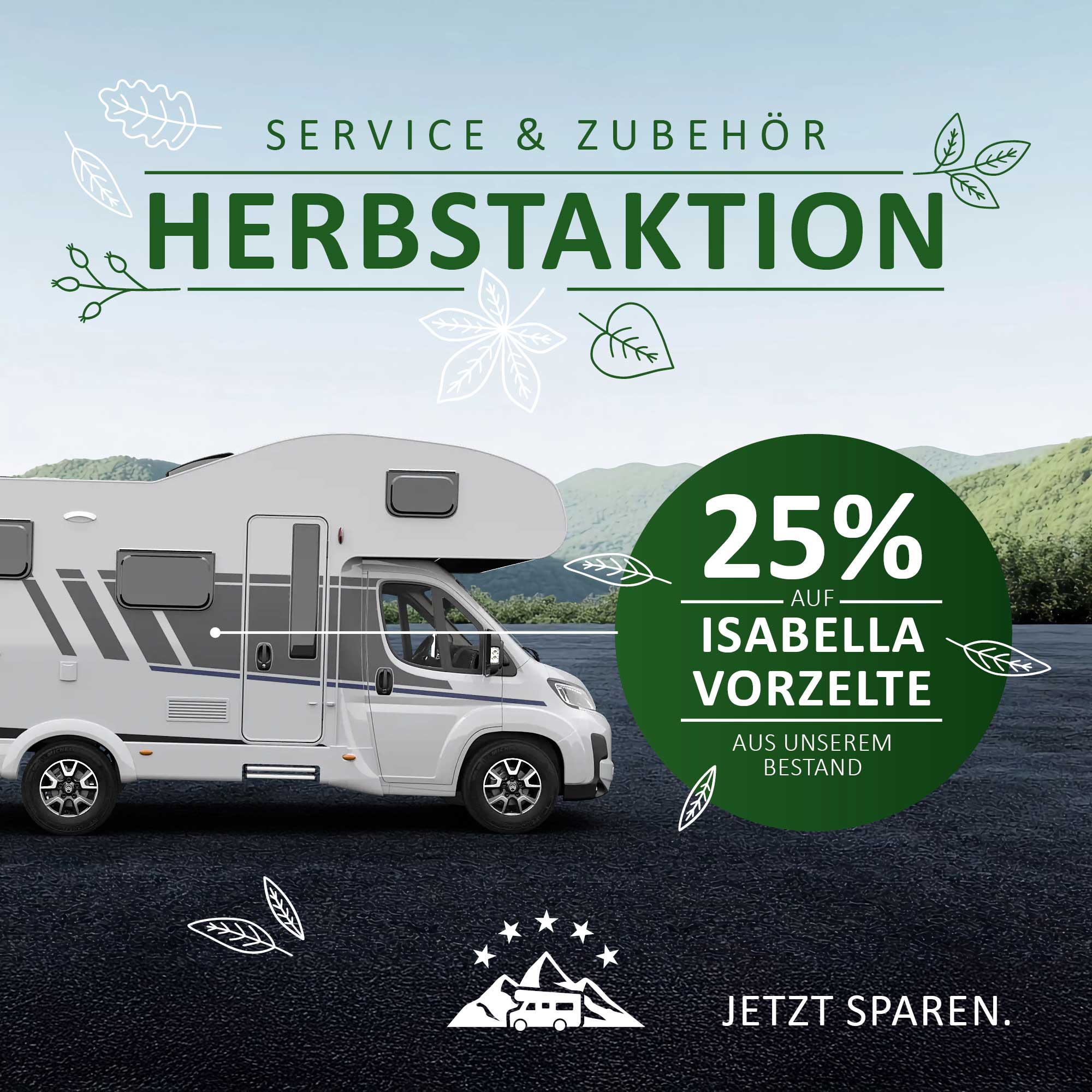25% auf Isabella-Vorzelte aus unserem Bestand